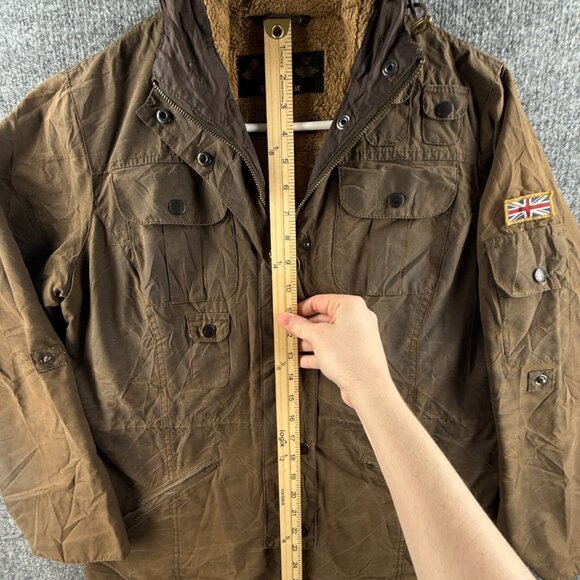Barbour Winter Force Parka Fleece Lined USA Size 8 Waxed Jacket Women Brown - Picture 6 of 16